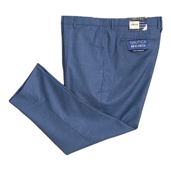 Nautica Men's 44x30 Bi-Stretch Performance Dress Pant Blue NEW - Picture 1 of 10